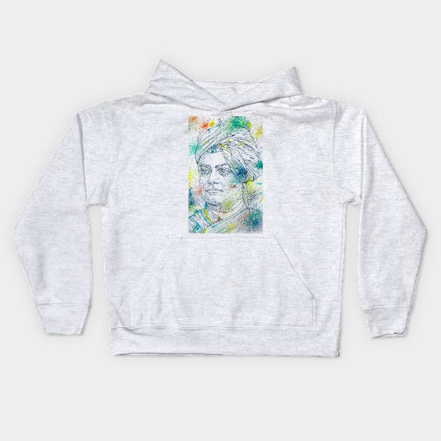 SWAMI VIVEKANANDA - watercolor portrait .1 Kids Hoodie by lautir